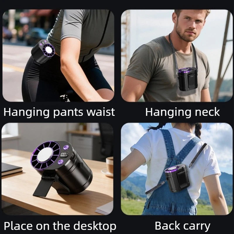Portable Waist Fan Clip-On Rechargeable Outdoor Fan