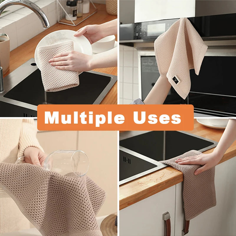 Cotton Dishcloth Honeycomb Absorbent Cleaning Towel