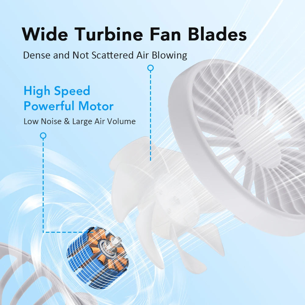 USB Desk Fan 4 Speed Adjustable Clip-on Desktop Table Fan