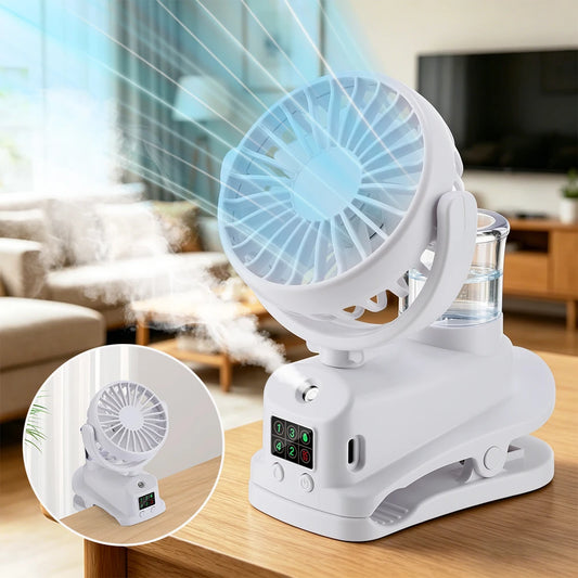 USB Desk Fan 4 Speed Adjustable Clip-on Desktop Table Fan