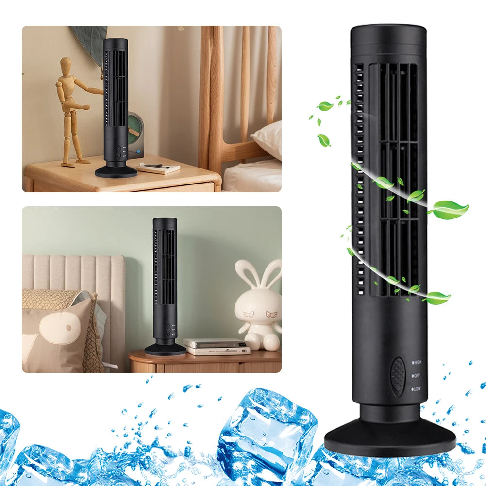 USB LED Tower Fan Bladeless Cooling Fan - Quiet & Portable