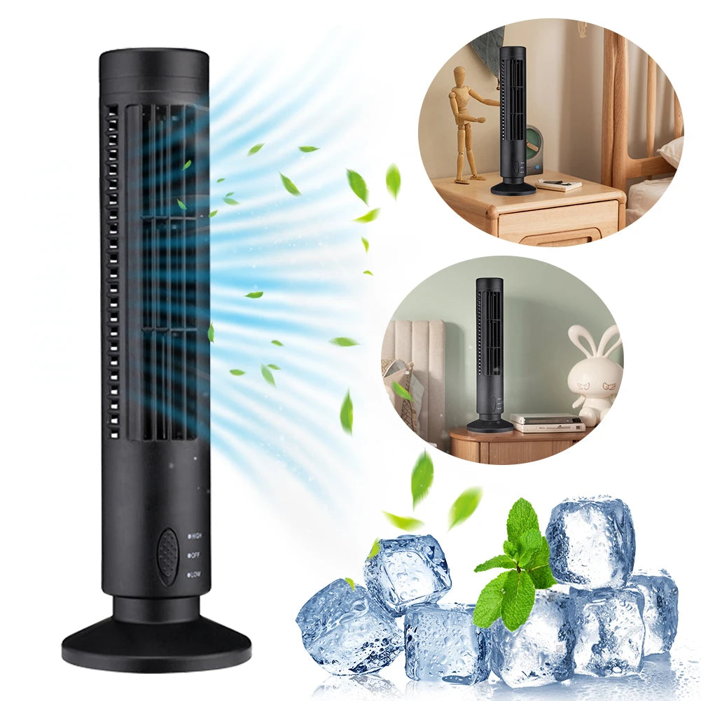 USB LED Tower Fan Bladeless Cooling Fan - Quiet & Portable