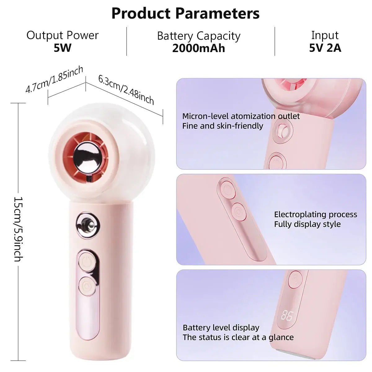 Handheld Misting Fan Portable Powerful Turbo Personal Mister